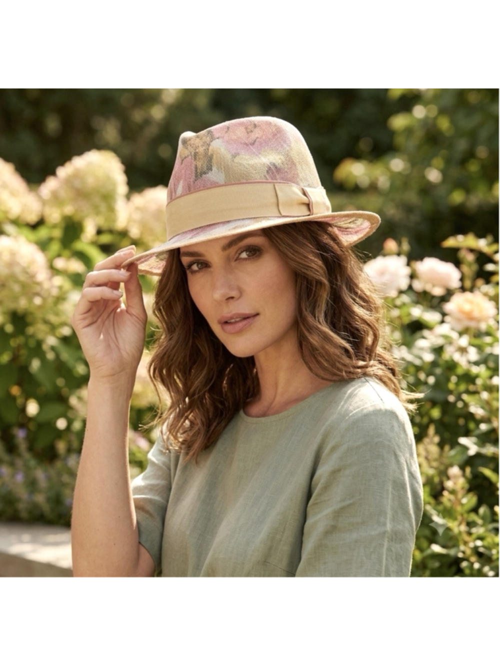 Danielle Meucci Floral Fedora Women’s Hat Cotton & Straw Blend